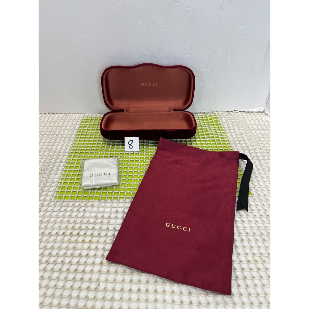 Gucci Burgundy Velvet Sunglasses Case Set with Dust Bag and Cleaning Cloth NEW